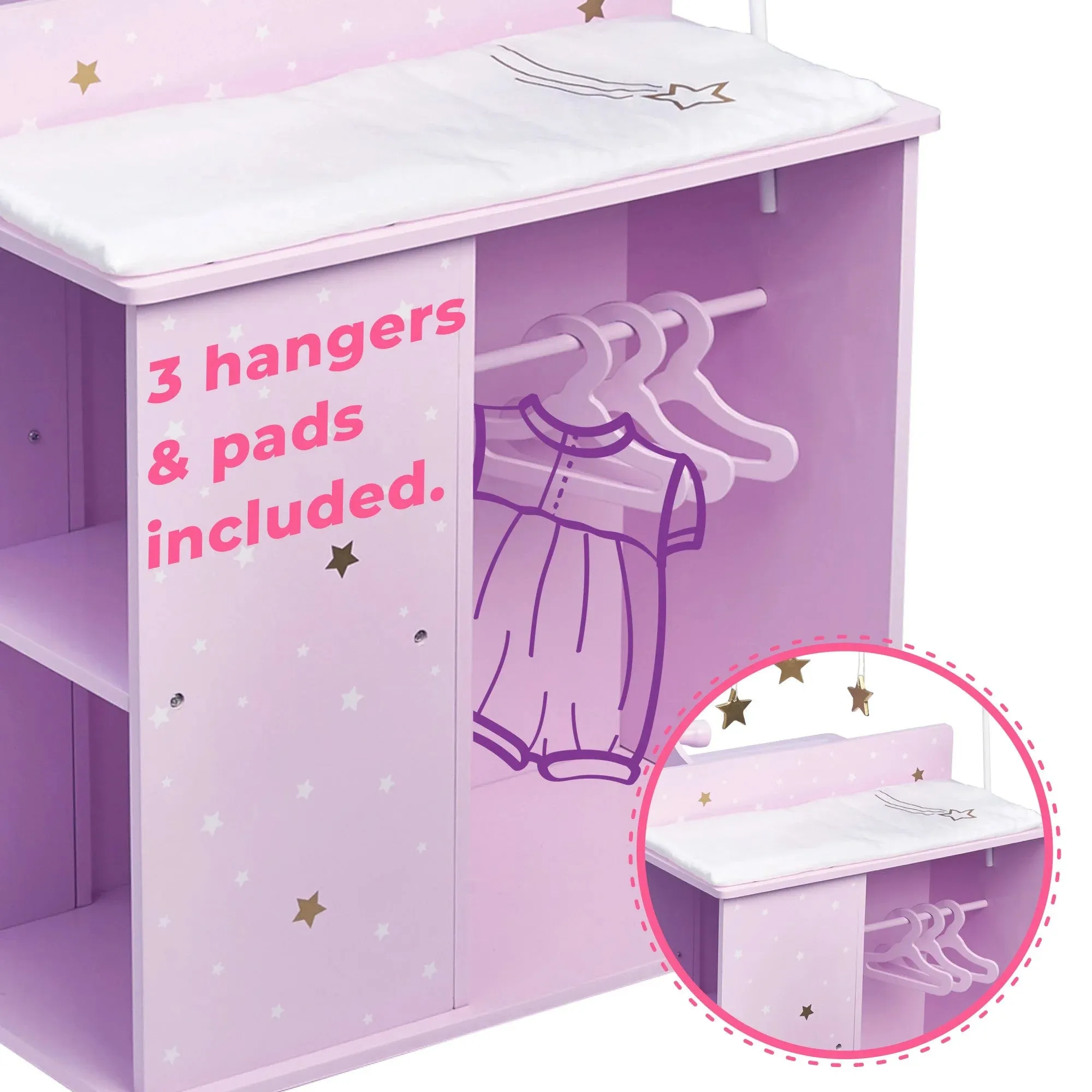 Teamson USA Olivia's Little World Twinkle Stars Princess 4-in-1 Baby Doll Furniture
