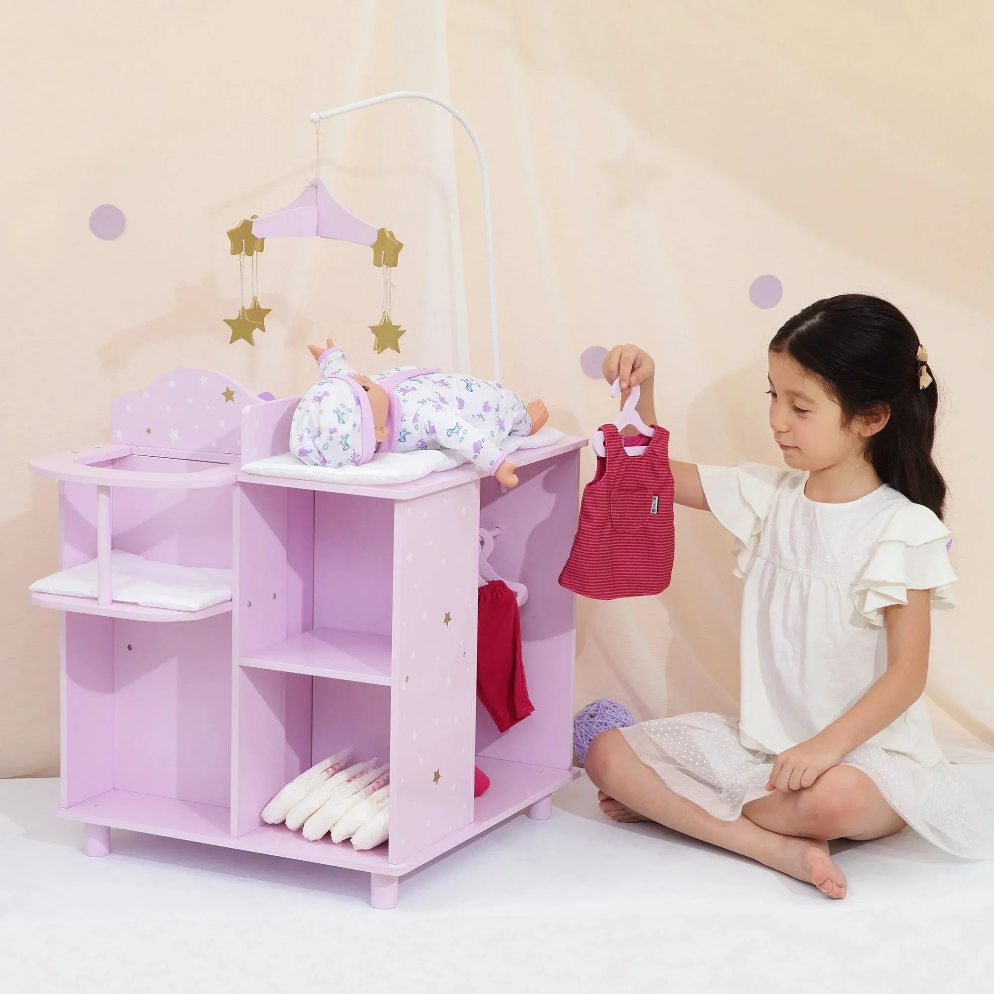 Teamson USA Olivia's Little World Twinkle Stars Princess 4-in-1 Baby Doll Furniture