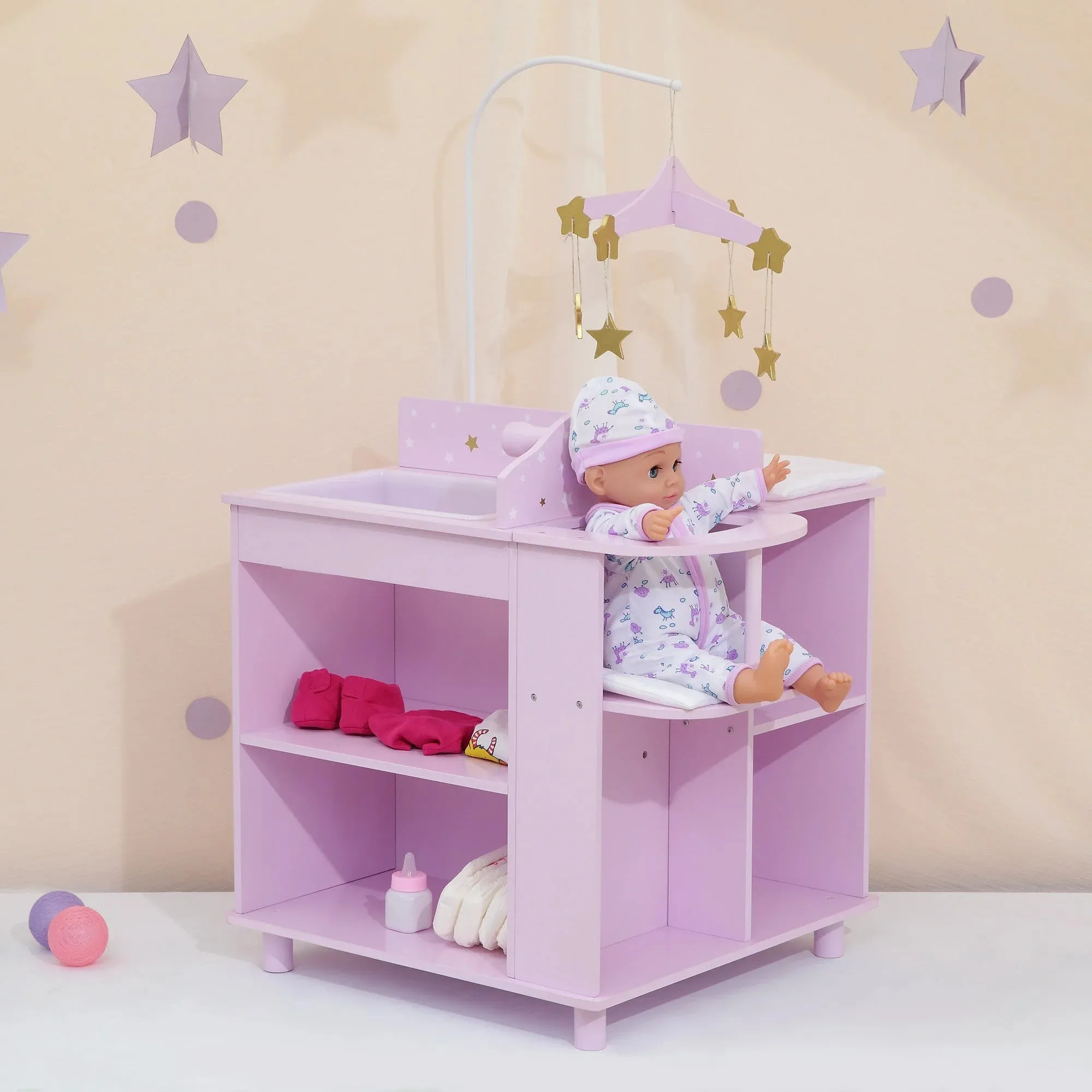 Teamson USA Olivia's Little World Twinkle Stars Princess 4-in-1 Baby Doll Furniture