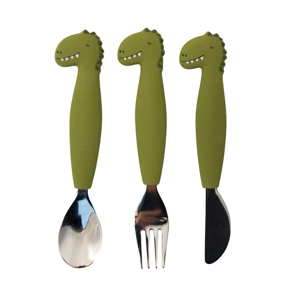 Trixie: Silicone Cutlery Set 3-pack - Mr. Dino