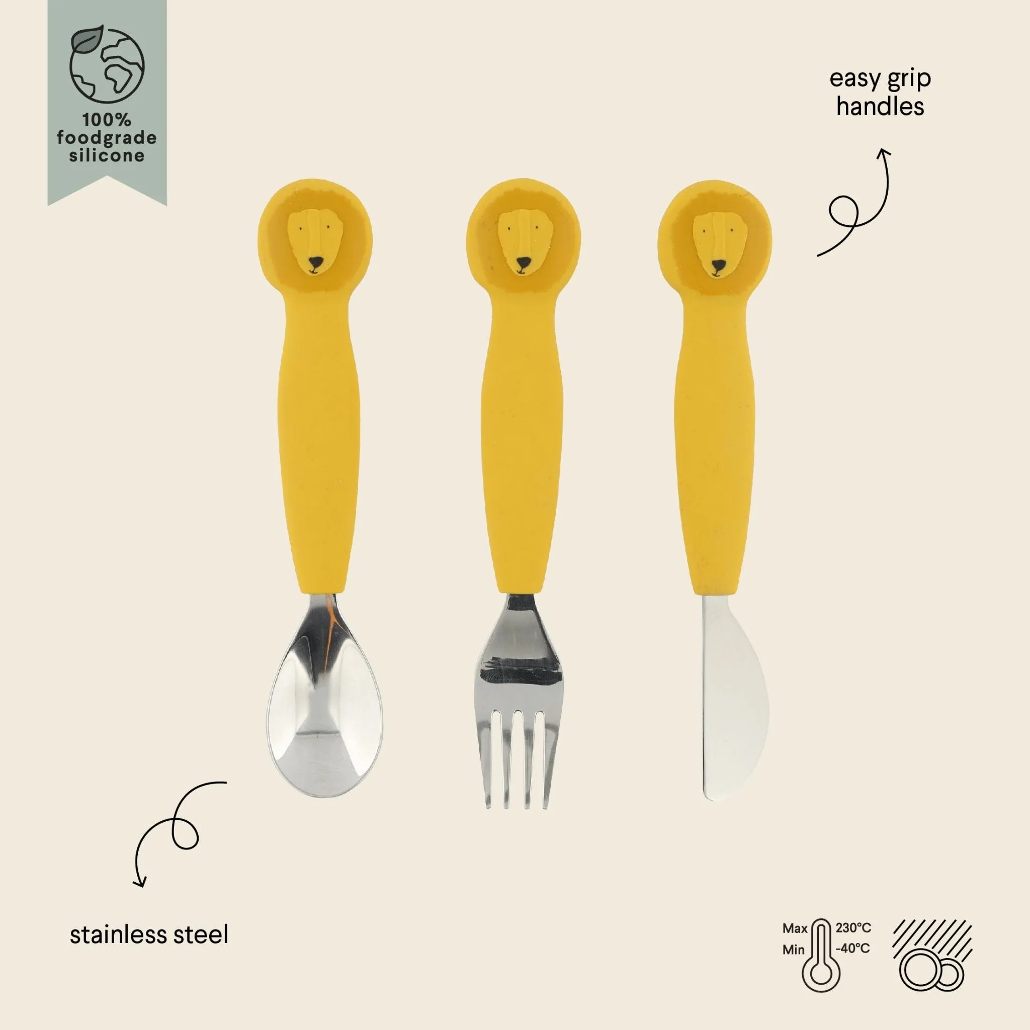 Trixie: Silicone Cutlery Set 3-pack - Mr. Lion