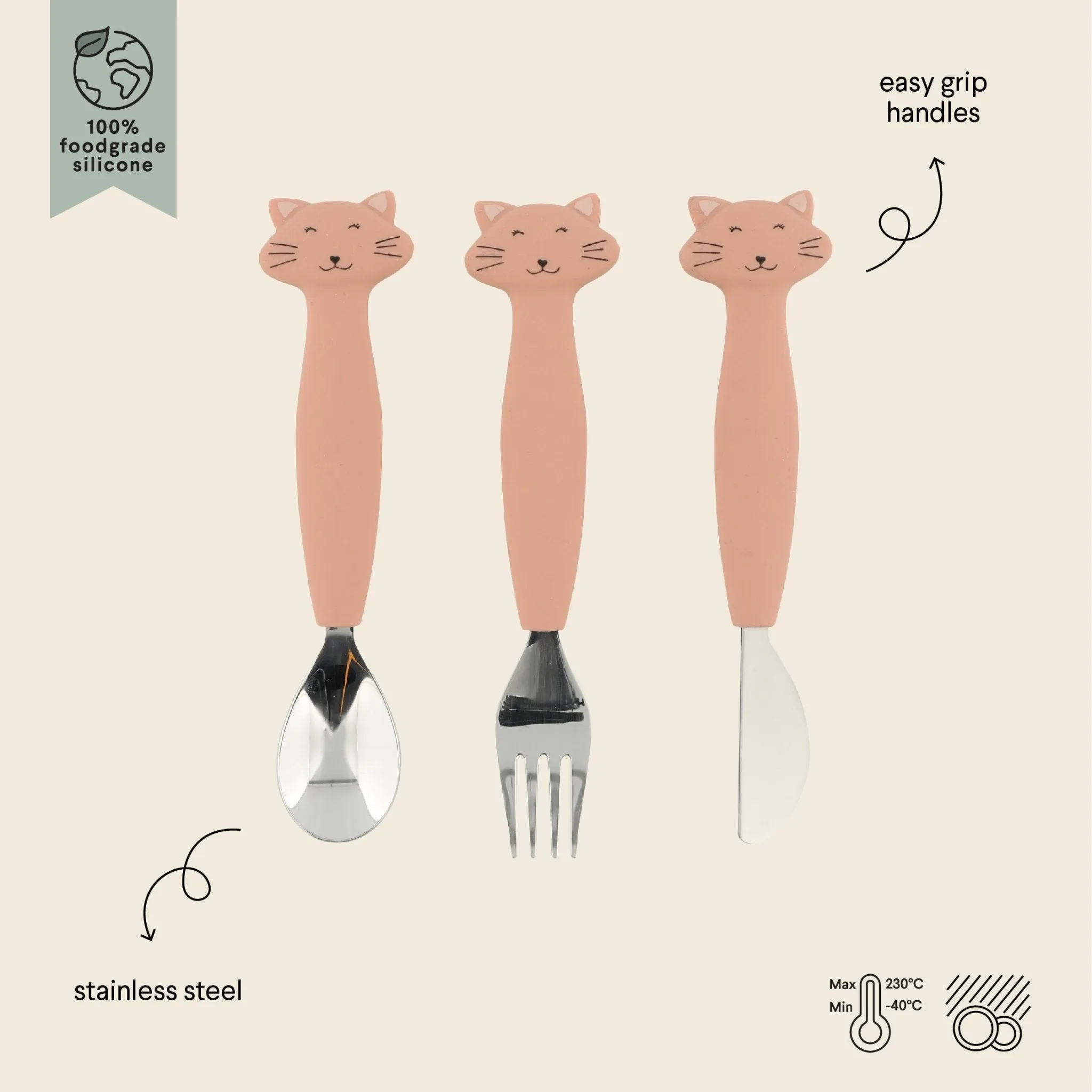 Trixie: Silicone Cutlery Set 3-pack - Mrs. Cat