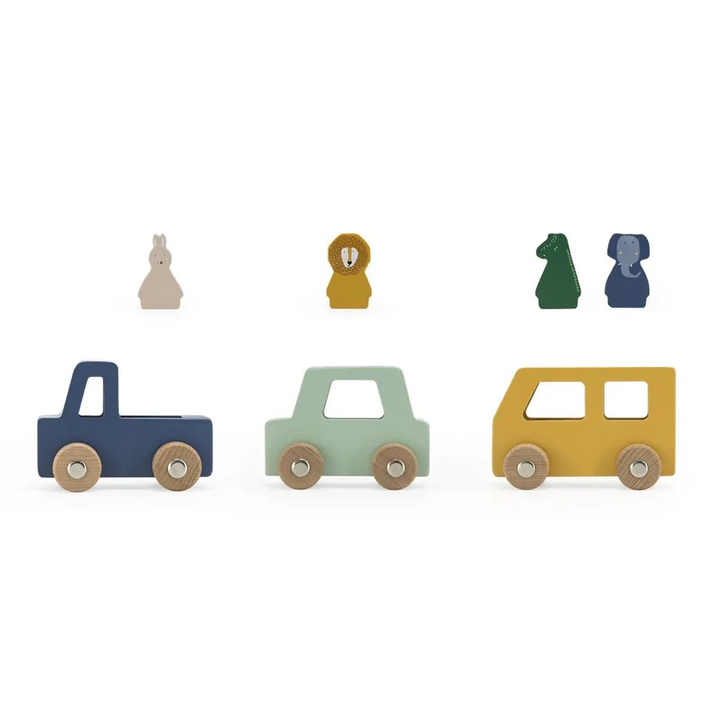 Trixie: Wooden animal car set