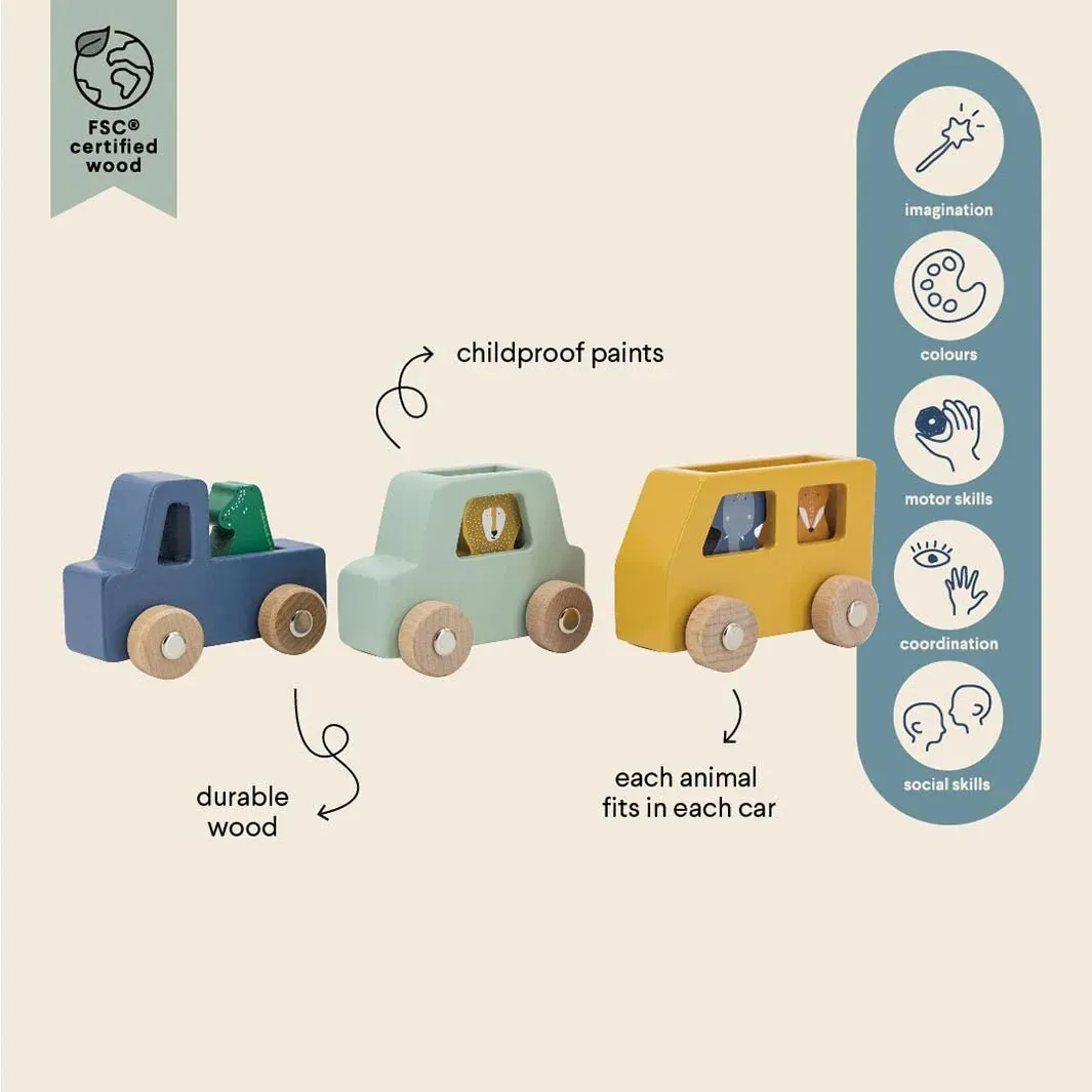 Trixie: Wooden animal car set