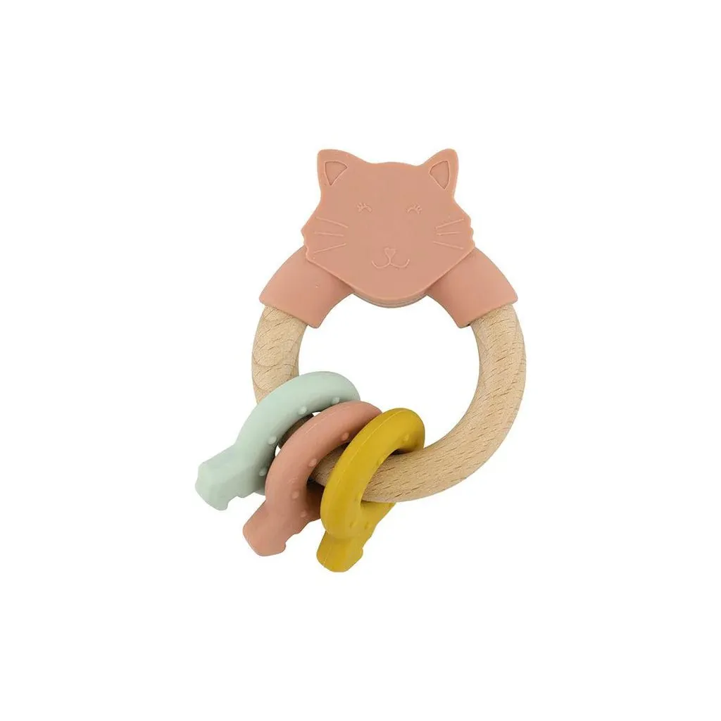 Trixie: Wooden silicone activity ring - Mrs. Cat