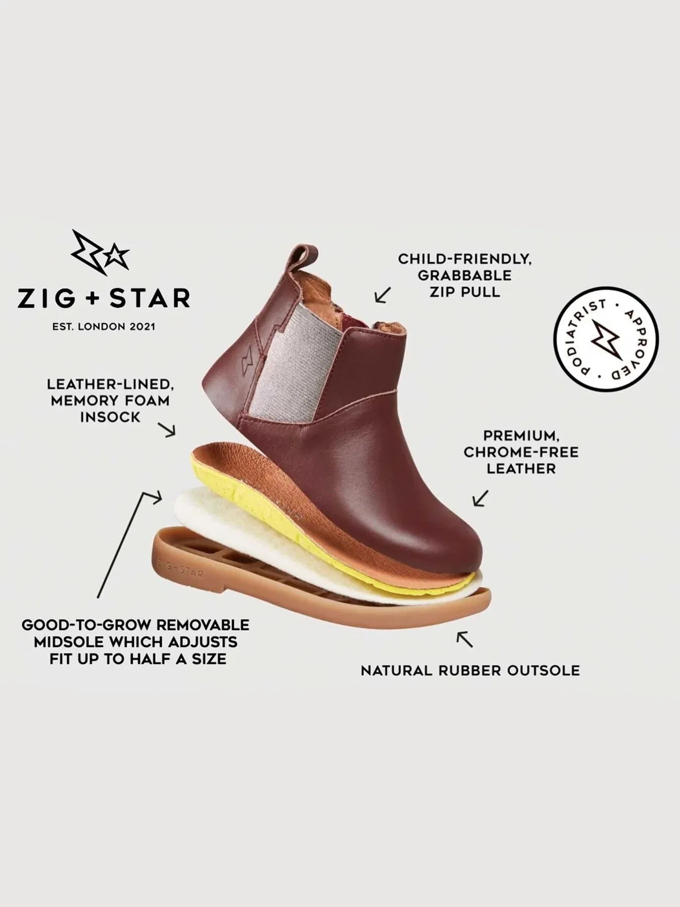 Zig   Star: Rockit Kids Boot - Navy Leather